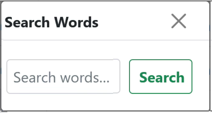 Search Words modal